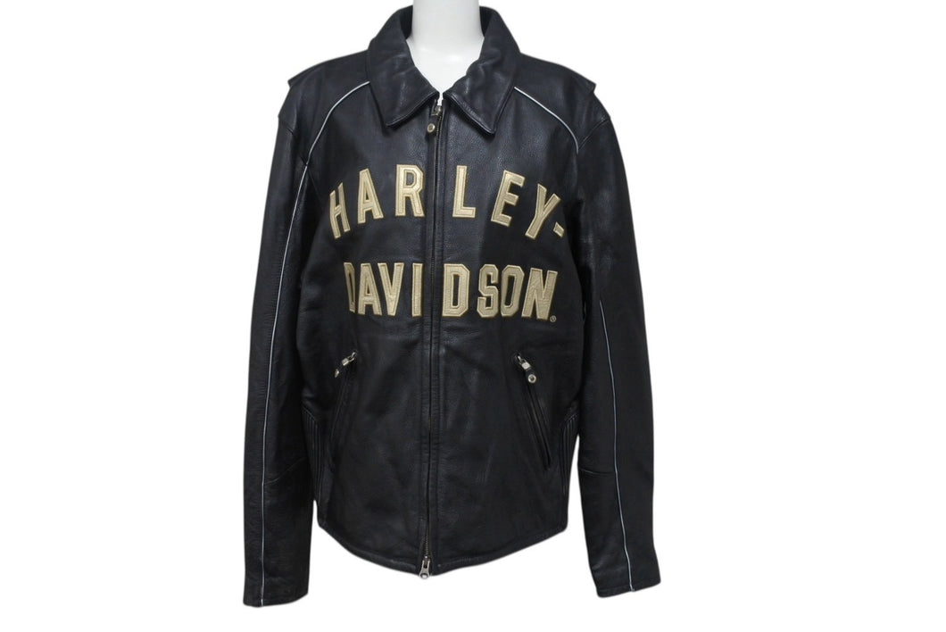 HARLEY-DAVIDSON ハーレーダビットソン ライダースジャケット レザージャケット ブラック レザー L メンズ 美品 中古 4b001835