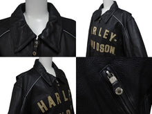 Load image into Gallery viewer, HARLEY-DAVIDSON ハーレーダビットソン ライダースジャケット レザージャケット ブラック レザー L メンズ 美品 中古 4b001835