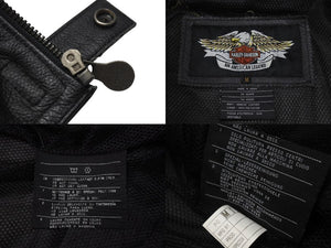 極美品 HARLEY-DAVIDSON ハーレーダビットソン ライダースジャケット ブラック グレー ブラウン レザー M メンズ 中古 4b001837