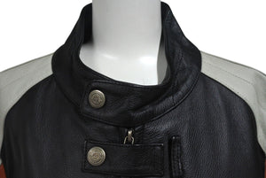 極美品 HARLEY-DAVIDSON ハーレーダビットソン ライダースジャケット ブラック グレー ブラウン レザー M メンズ 中古 4b001837