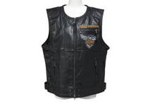 画像をギャラリービューアに読み込む, HARLEY DAVIDSON ハーレーダビッドソン 115周年記念品 レザーベスト 98001-18ac カウレザー 刺繍 ブラック サイズ L 美品 中古 4b001838