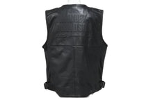 画像をギャラリービューアに読み込む, HARLEY DAVIDSON ハーレーダビッドソン 115周年記念品 レザーベスト 98001-18ac カウレザー 刺繍 ブラック サイズ L 美品 中古 4b001838