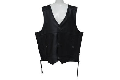 新品未使用品 HARLEY-DAVIDSON ハーレーダビッドソン TRADITION Ⅱ LEATHER VEST レザー ベスト ブラック 黒 バイク 中古 4b001843