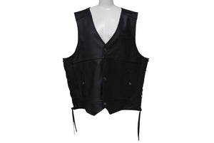 新品未使用品 HARLEY-DAVIDSON ハーレーダビッドソン TRADITION Ⅱ LEATHER VEST レザー ベスト ブラック 黒 バイク 中古 4b001843