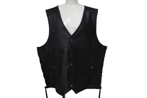 新品未使用品 HARLEY-DAVIDSON ハーレーダビッドソン TRADITION Ⅱ LEATHER VEST レザー ベスト ブラック 黒 バイク 中古 4b001843