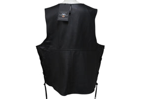 新品未使用品 HARLEY-DAVIDSON ハーレーダビッドソン TRADITION Ⅱ LEATHER VEST レザー ベスト ブラック 黒 バイク 中古 4b001843