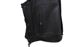 新品未使用品 HARLEY-DAVIDSON ハーレーダビッドソン TRADITION Ⅱ LEATHER VEST レザー ベスト ブラック 黒 バイク 中古 4b001843