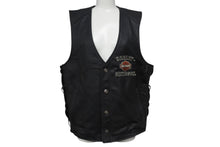 Load image into Gallery viewer, Harley Davidson ハーレーダビッドソン レザー ベスト 本革 vintage ドローコード RN103819CA03402 サイズ M ブラック 美品 中古 4b001844