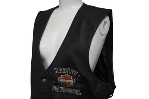 Harley Davidson ハーレーダビッドソン レザー ベスト 本革 vintage ドローコード RN103819CA03402 サイズ M ブラック 美品 中古 4b001844