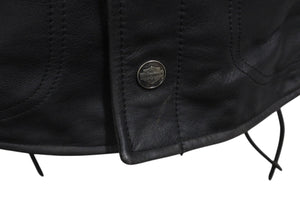 Harley Davidson ハーレーダビッドソン レザー ベスト 本革 vintage ドローコード RN103819CA03402 サイズ M ブラック 美品 中古 4b001844