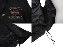 Load image into Gallery viewer, Harley Davidson ハーレーダビッドソン レザー ベスト 本革 vintage ドローコード RN103819CA03402 サイズ M ブラック 美品 中古 4b001844