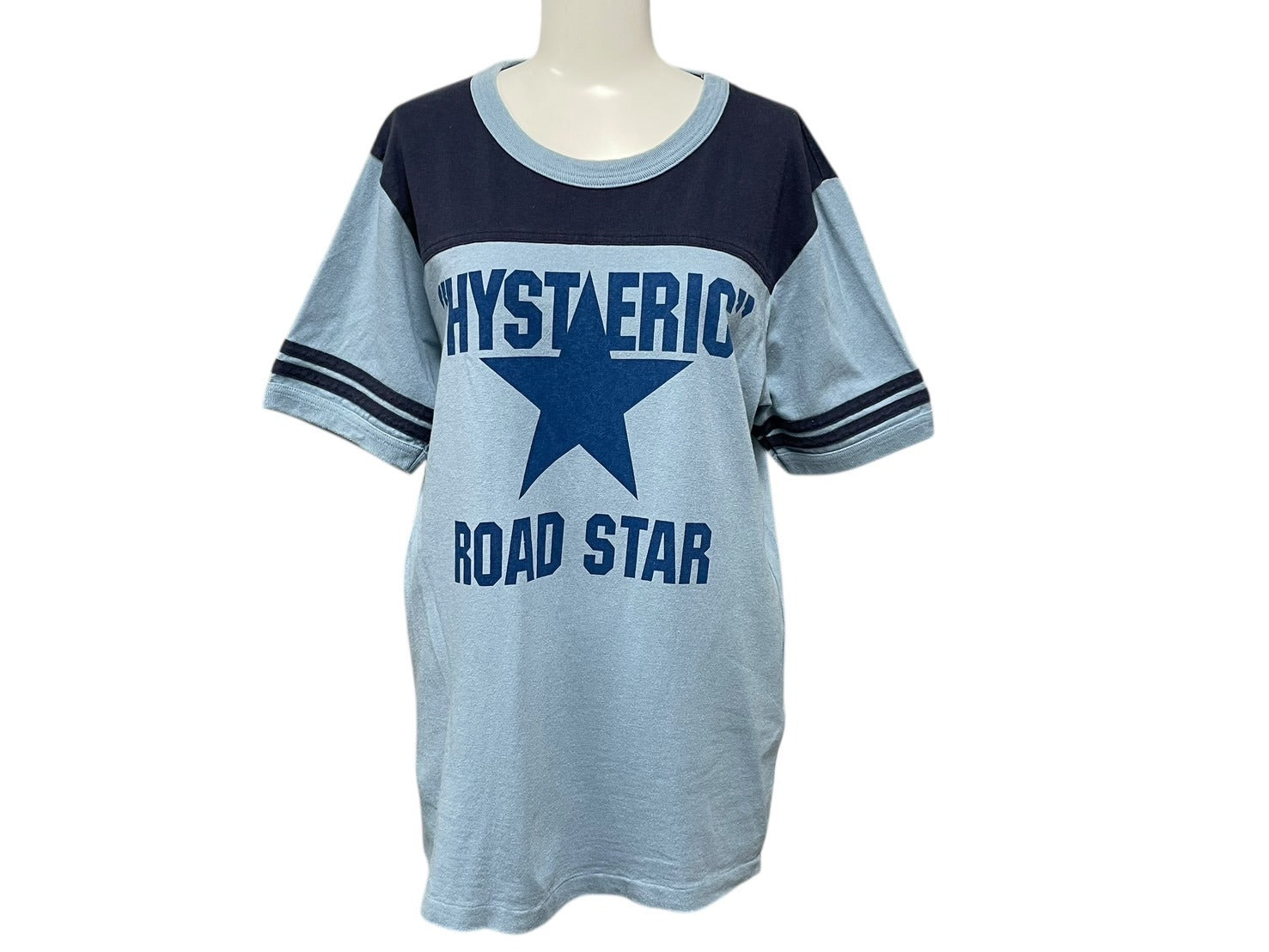 HYSTERIC GLAMOUR - HYSTERIC GLAMOUR ヒステリックグラマー 半袖リンガーTシャツ 2CT-4900 フリーサイズ スターモチーフ ブルー ネイビー 美品 中古 4b001846 HYSTERIC GLAMOUR ヒステリックグラマー 半袖リンガーTシャツ