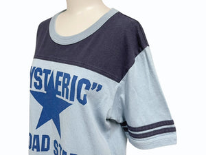 HYSTERIC GLAMOUR ヒステリックグラマー 半袖リンガーTシャツ 2CT-4900 フリーサイズ スターモチーフ ブルー ネイビー 美品 中古 4b001846 