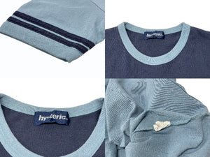 HYSTERIC GLAMOUR ヒステリックグラマー 半袖リンガーTシャツ 2CT-4900 フリーサイズ スターモチーフ ブルー ネイビー 美品 中古 4b001846 