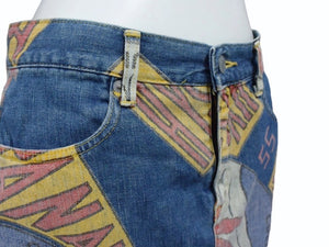 HystericGlamour ヒステリックグラマー ヴィンテージ 総柄 デニム ミニスカート ブルー マルチカラー サイズFREE 美品 中古 4b001848