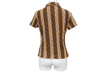 Load image into Gallery viewer, 極美品 FENDI フェンディ ズッカ柄 パイルポロシャツ レディース イタリア製 ビンテージ ブラウン 茶色 中古 4b001853