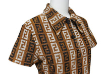 Load image into Gallery viewer, 極美品 FENDI フェンディ ズッカ柄 パイルポロシャツ レディース イタリア製 ビンテージ ブラウン 茶色 中古 4b001853