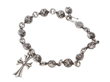 画像をギャラリービューアに読み込む, CHROME HEARTS クロムハーツ #1クロスボール タイニーCHクロス ブレスレット 重量約53.6g 全長約27cm シルバー925 美品 中古 4b001867 