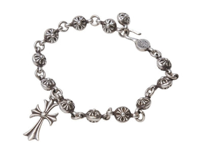 CHROME HEARTS クロムハーツ #1クロスボール タイニーCHクロス ブレスレット 重量約53.6g 全長約27cm シルバー925 美品 中古 4b001867 