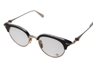 CHROME HEARTS クロムハーツ SLUNTRADICTION II メガネ 48□20-148 ハーフリム CHプラス ブラック ゴールド 度無し 美品 中古 4b001870