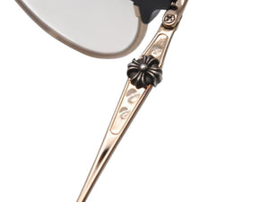 CHROME HEARTS クロムハーツ SLUNTRADICTION II メガネ 48□20-148 ハーフリム CHプラス ブラック ゴールド 度無し 美品 中古 4b001870