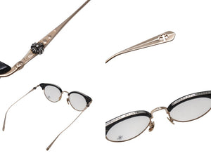 CHROME HEARTS クロムハーツ SLUNTRADICTION II メガネ 48□20-148 ハーフリム CHプラス ブラック ゴールド 度無し 美品 中古 4b001870
