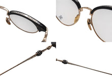 Load image into Gallery viewer, CHROME HEARTS クロムハーツ SLUNTRADICTION II メガネ 48□20-148 ハーフリム CHプラス ブラック ゴールド 度無し 美品 中古 4b001870