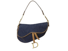 Load image into Gallery viewer, 極美品 Christian Dior クリスチャンディオール サドルバッグ ワンショルダーバッグ RU 1020 デニム ネイビー ゴールド金具 中古 4b001874