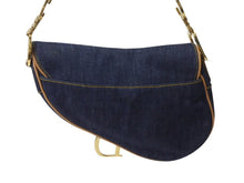 Load image into Gallery viewer, 極美品 Christian Dior クリスチャンディオール サドルバッグ ワンショルダーバッグ RU 1020 デニム ネイビー ゴールド金具 中古 4b001874