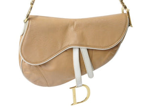 CHRISTIAN DIOR クリスチャンディオール サドルバッグ MU0030 ブラウン ストラップ付き ゴールド金具 美品 中古 4b001878