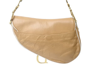 CHRISTIAN DIOR クリスチャンディオール サドルバッグ MU0030 ブラウン ストラップ付き ゴールド金具 美品 中古 4b001878