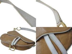 CHRISTIAN DIOR クリスチャンディオール サドルバッグ MU0030 ブラウン ストラップ付き ゴールド金具 美品 中古 4b001878
