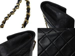 極美品 CHANEL シャネル マトラッセ25 Wフラップ Wチェーンショルダーバッグ 1番台 ラムスキン ココマーク マットシルバー金具 中古 4b001895