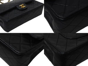 極美品 CHANEL シャネル マトラッセ25 Wフラップ Wチェーンショルダーバッグ 1番台 ラムスキン ココマーク マットシルバー金具 中古 4b001895