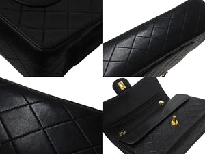 極美品 CHANEL シャネル マトラッセ25 Wフラップ Wチェーンショルダーバッグ 1番台 ラムスキン ココマーク マットシルバー金具 中古 4b001895