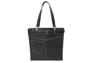 極美品 Christian Dior クリスチャンディオール トートバッグ ハンドバッグ bm1011 ブラック デニム レザー シルバー金具 美品 中古 4b001911