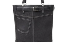Load image into Gallery viewer, 極美品 Christian Dior クリスチャンディオール トートバッグ ハンドバッグ bm1011 ブラック デニム レザー シルバー金具 美品 中古 4b001911