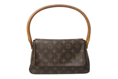 LOUIS VUITTON ルイヴィトン モノグラム ミニルーピング ショルダーバッグ M51147 PVC レザー ブラウン 美品 中古 4b001914