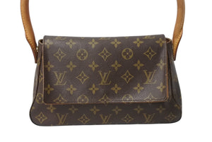 LOUIS VUITTON ルイヴィトン モノグラム ミニルーピング ショルダーバッグ M51147 PVC レザー ブラウン 美品 中古 4b001914