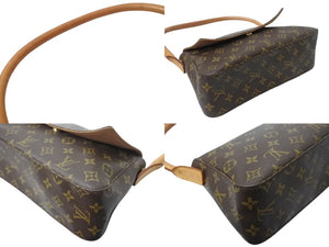 LOUIS VUITTON ルイヴィトン モノグラム ミニルーピング ショルダーバッグ M51147 PVC レザー ブラウン 美品 中古 4b001914