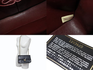 極美品 CHANEL シャネル マトラッセ23 Wフラップ Wチェーン ショルダーバッグ 1番台 ラムスキン ココマーク ブラック ゴールド金具 中古 4b001921