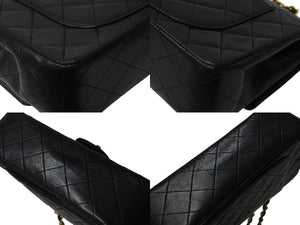極美品 CHANEL シャネル マトラッセ23 Wフラップ Wチェーン ショルダーバッグ 1番台 ラムスキン ココマーク ブラック ゴールド金具 中古 4b001921