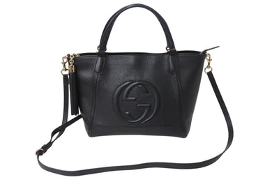 極美品 GUCCI グッチ SOHO ソーホー ハンドバッグ ショルダーバッグ 369176 2way レザー ゴールド金具 ブラック 美品 中古 4b001922