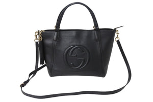 極美品 GUCCI グッチ SOHO ソーホー ハンドバッグ ショルダーバッグ 369176 2way レザー ゴールド金具 ブラック 美品 中古 4b001922