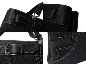 極美品 Christian Dior クリスチャンディオール ハンドバッグ トートバッグ ブラック デニム レザー BM-0042 シルバー金具 中古 4b001925