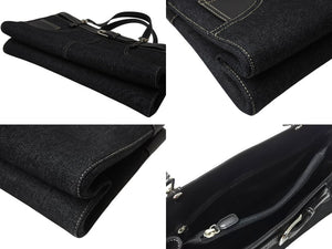 極美品 Christian Dior クリスチャンディオール ハンドバッグ トートバッグ ブラック デニム レザー BM-0042 シルバー金具 中古 4b001925
