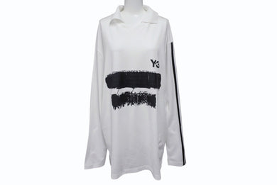極美品 Y-3 ワイスリー U GFX LOGO LS TEE ロングスリーブ 長袖ゲームシャツ ポロシャツ ホワイト サイズM 中古 4b001926