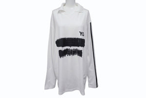 極美品 Y-3 ワイスリー U GFX LOGO LS TEE ロングスリーブ 長袖ゲームシャツ ポロシャツ ホワイト サイズM 中古 4b001926
