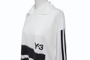 極美品 Y-3 ワイスリー U GFX LOGO LS TEE ロングスリーブ 長袖ゲームシャツ ポロシャツ ホワイト サイズM 中古 4b001926