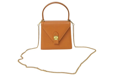 MCM エムシーエム ハンドバッグ ショルダーバッグ 2WAY A2180 レザー ブラウン ゴールド金具 良品 中古 4b001935